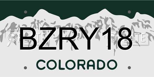 BZRY18 Colorado License Plate