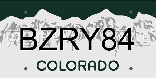 BZRY84 Colorado License Plate