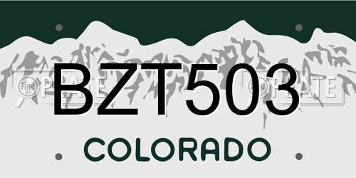 BZT503 Colorado License Plate