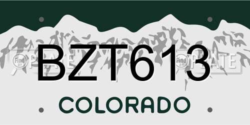 BZT613 Colorado License Plate