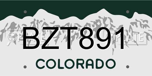 BZT891 Colorado License Plate