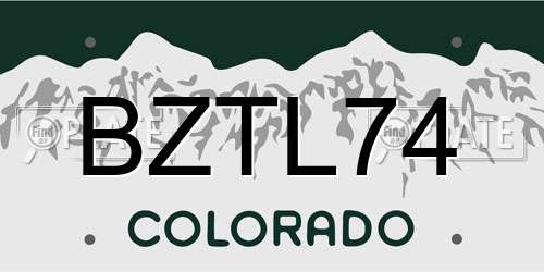 BZTL74 Colorado License Plate