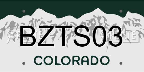 BZTS03 Colorado License Plate