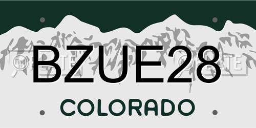 BZUE28 Colorado License Plate