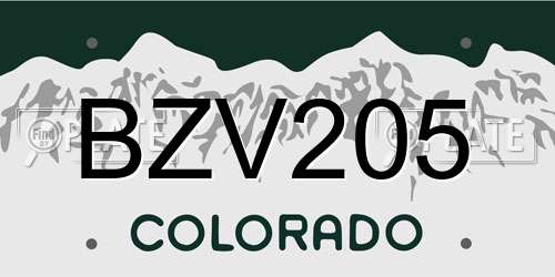 BZV205 Colorado License Plate