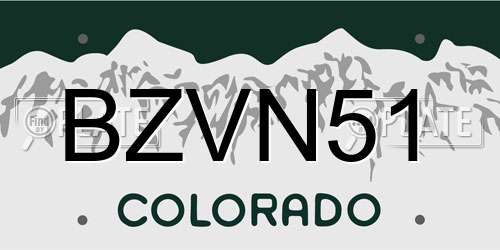 BZVN51 Colorado License Plate