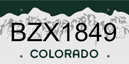 BZX1849 Colorado License Plate