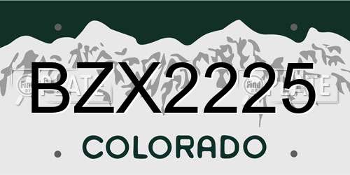 BZX2225 Colorado License Plate