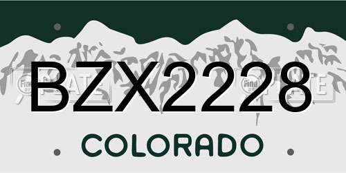BZX2228 Colorado License Plate