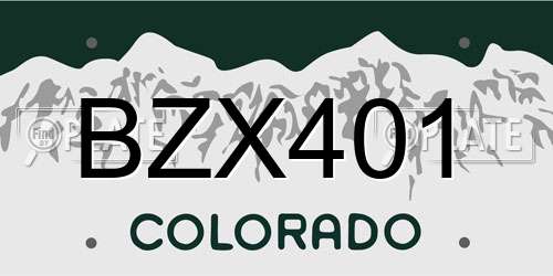 BZX401 Colorado License Plate