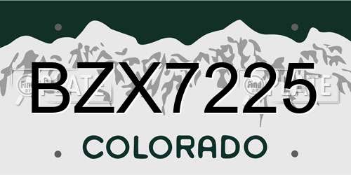 BZX7225 Colorado License Plate