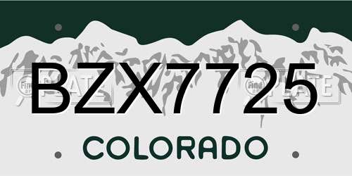 BZX7725 Colorado License Plate