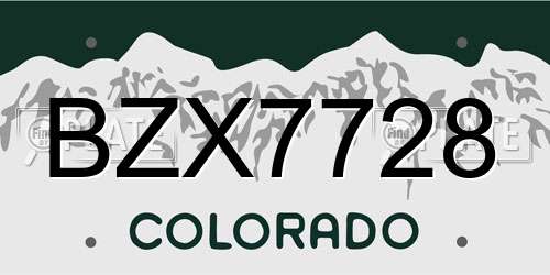 BZX7728 Colorado License Plate