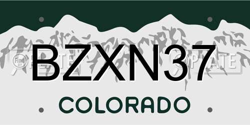 BZXN37 Colorado License Plate