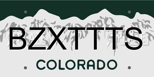 BZXTTTS Colorado License Plate