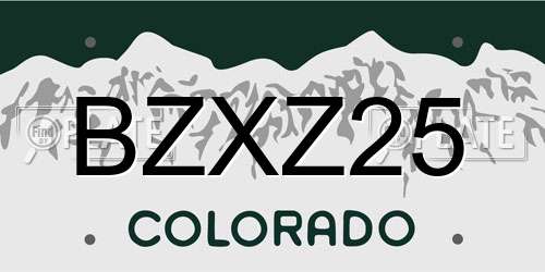 BZXZ25 Colorado License Plate
