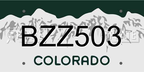 BZZ503 Colorado License Plate