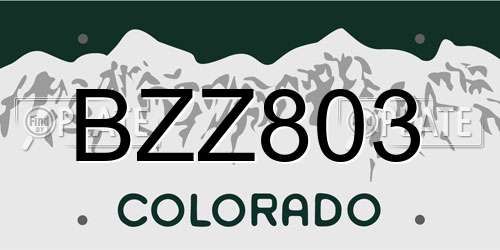 BZZ803 Colorado License Plate