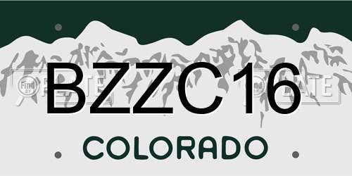 BZZC16 Colorado License Plate