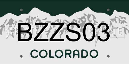 BZZS03 Colorado License Plate