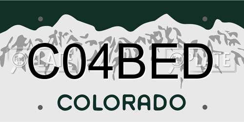 C04BED Colorado License Plate