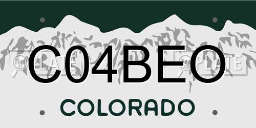 C04BEO Colorado License Plate
