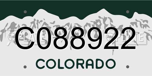 C088922 Colorado License Plate