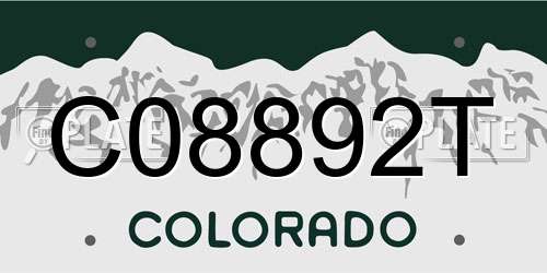 C08892T Colorado License Plate
