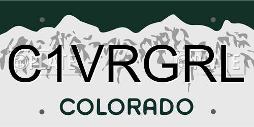 C1VRGRL Colorado License Plate