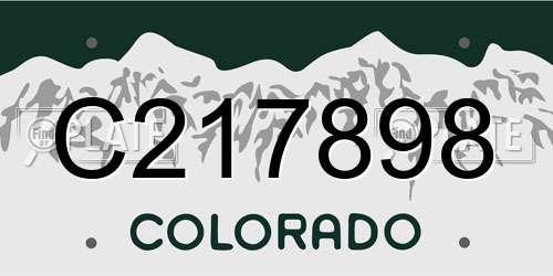 C217898 Colorado License Plate