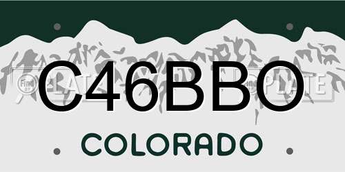 C46BBO Colorado License Plate