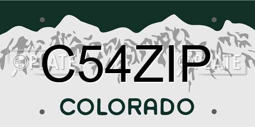 C54ZIP Colorado License Plate