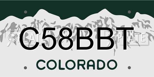 C58BBT Colorado License Plate