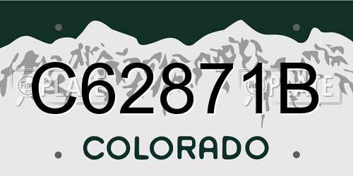 C62871B Colorado License Plate