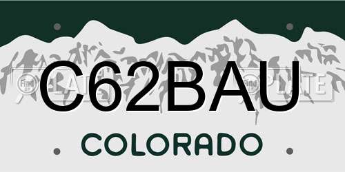 C62BAU Colorado License Plate