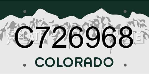 C726968 Colorado License Plate
