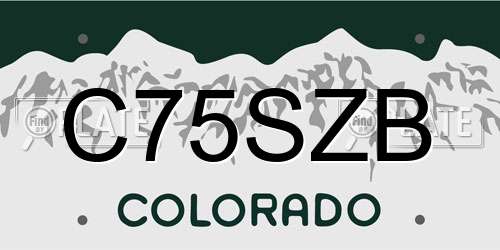 C75SZB Colorado License Plate