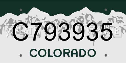 C793935 Colorado License Plate