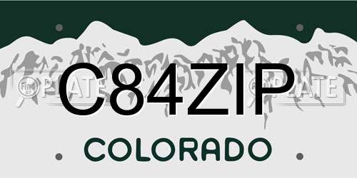 C84ZIP Colorado License Plate
