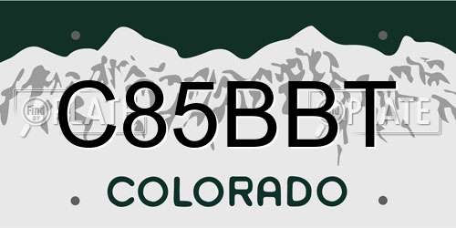 C85BBT Colorado License Plate