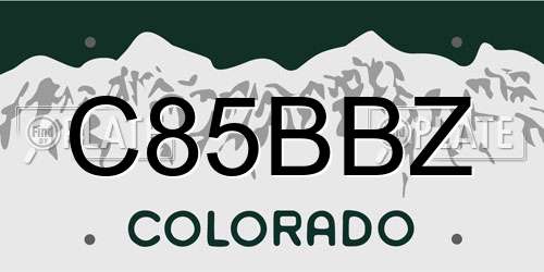 C85BBZ Colorado License Plate