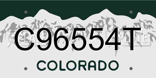 C96554T Colorado License Plate