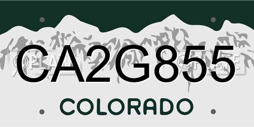 CA2G855 Colorado License Plate