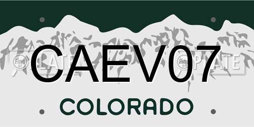 CAEV07 Colorado License Plate