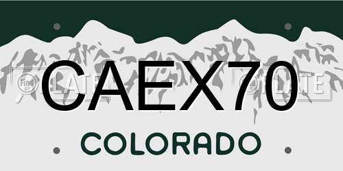 CAEX70 Colorado License Plate