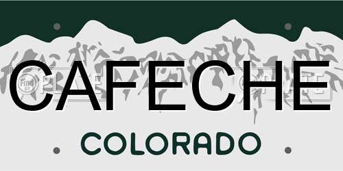 CAFECHE Colorado License Plate