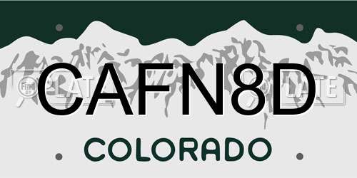 CAFN8D Colorado License Plate