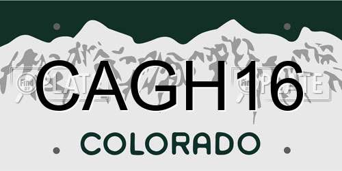CAGH16 Colorado License Plate