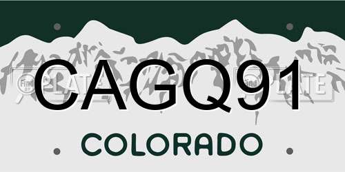 CAGQ91 Colorado License Plate