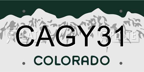CAGY31 Colorado License Plate